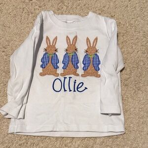 White Bunny Print Kids Shirt